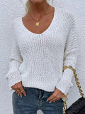 Rib-Knit V-Neck Tunic Sweater - Flyclothing LLC