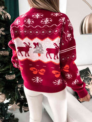 Reindeer Round Neck Sweater - Flyclothing LLC