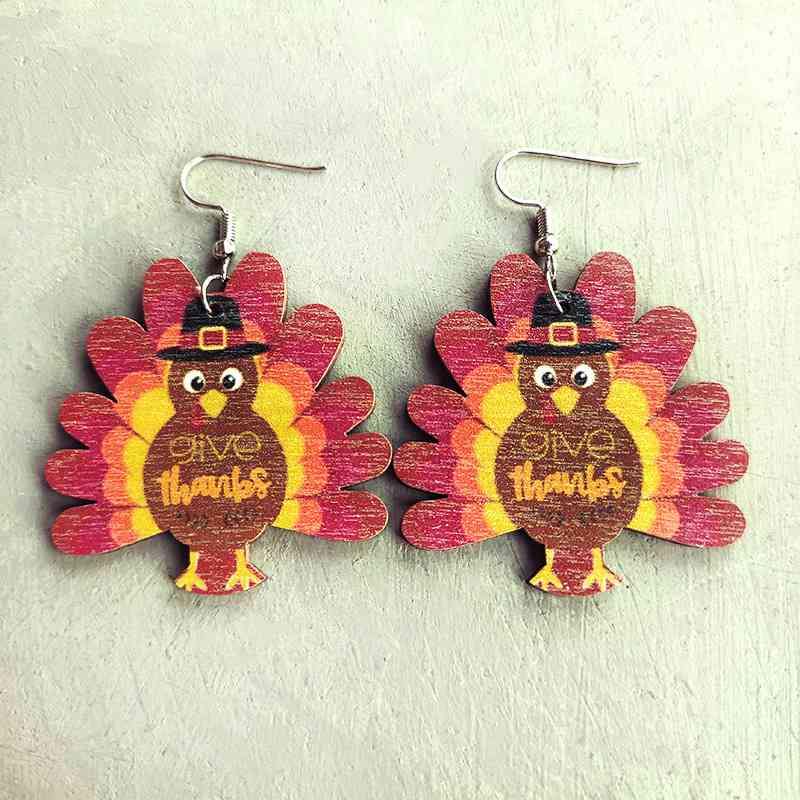 Thanksgiving Turkey Drop Earrings - Trendsi