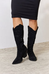 Forever Link Rhinestone Knee High Cowboy Boots - Flyclothing LLC