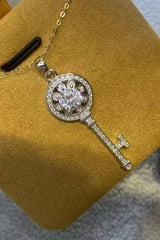 1 Carat Moissanite Platinum-Plated Key Pendant Necklace - Flyclothing LLC