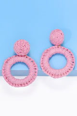 Round Shape Raffia Grass Dangle Earrings - Flyclothing LLC