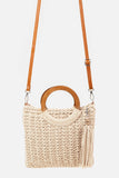 Fame Crochet Knit Convertible Tote Bag with Tassel - Flyclothing LLC