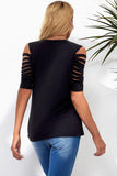 Round Neck Cutout Raglan Sleeve Tee - Trendsi