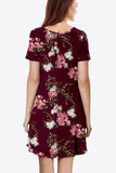 Floral Round Neck Short Sleeve Dress - Flyclothing LLC