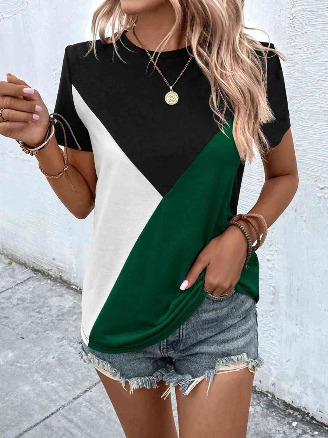 Color Block T-Shirt - Trendsi