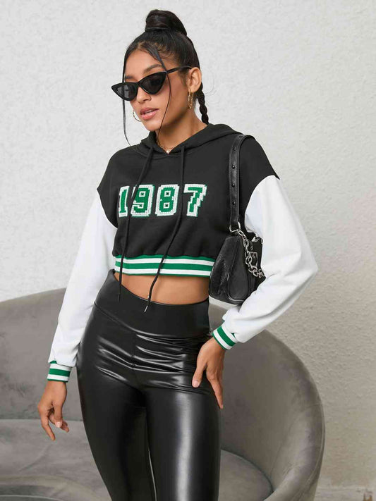 1987 Graphic Cropped Hoodie - Flyclothing LLC