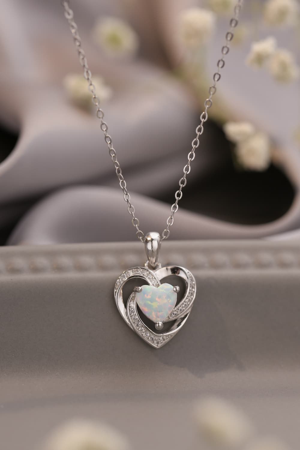 Opal Heart Pendant Necklace - Flyclothing LLC