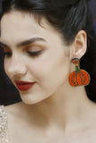 Beads Detail Pumpkin Shape Dangle Earring - Flyclothing LLC