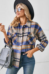 Collared Plaid Shacket - Flyclothing LLC