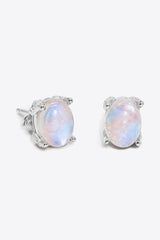 Natural Moonstone 4-Prong Stud Earrings - Flyclothing LLC