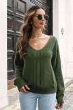 Ribbed Scoop Neck Long Sleeve Pullover Sweater - Flyclothing LLC