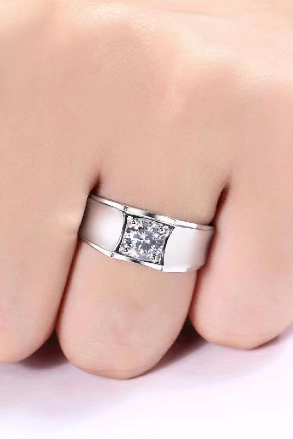 1 Carat Moissanite Wide Band Ring - Flyclothing LLC