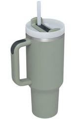 Stainless Steel Tumbler with Upgraded Handle and Straw - Flyclothing LLC