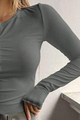 Half Button Long Sleeve T-Shirt - Flyclothing LLC