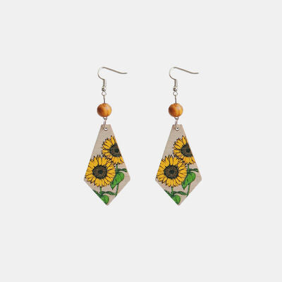 Floral Wooden Teardrop Earrings - Flyclothing LLC