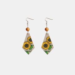 Floral Wooden Teardrop Earrings - Flyclothing LLC