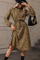 Printed Long Sleeve Midi Dress - Flyclothing LLC