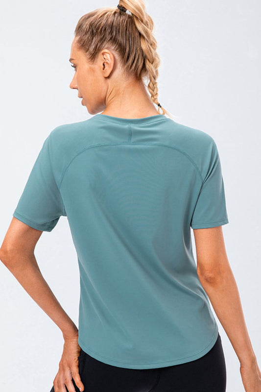 Round Neck Raglan Sleeve Active Tee - Flyclothing LLC