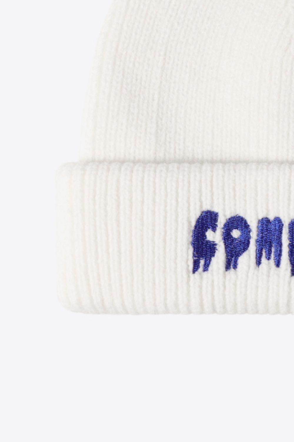 COME ON Embroidered Cuff Knit Beanie - Flyclothing LLC