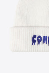 COME ON Embroidered Cuff Knit Beanie - Flyclothing LLC