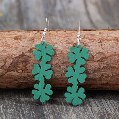 Lucky Clover Wooden Dangle Earrings - Flyclothing LLC