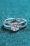 1 Carat Moissanite Crisscross Split Shank Ring - Flyclothing LLC