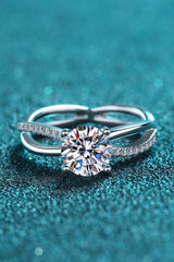 1 Carat Moissanite Crisscross Split Shank Ring - Flyclothing LLC