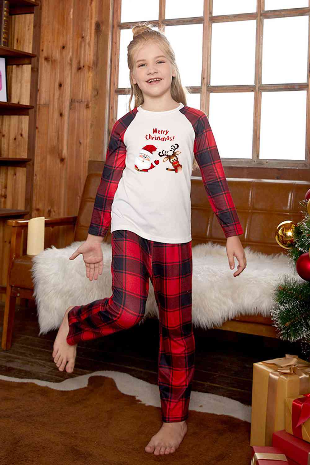 MERRY CHRISTMAS Graphic Top and Plaid Pants Set - Flyclothing LLC