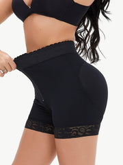 Full Size Zip-Up Lace Trim Shaping Shorts - Trendsi