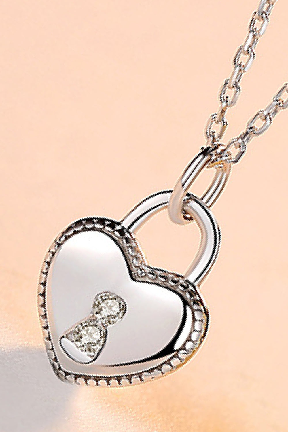 925 Sterling Silver Acrylic Mini Lock Pendant Necklace