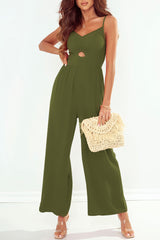 Smocked Spaghetti Strap Wide Leg Jumpsuit - Flyclothing LLC