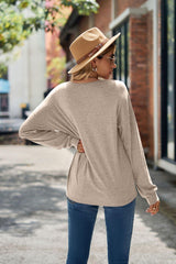 Contrast Trim V-Neck Dropped Shoulder Top - Trendsi