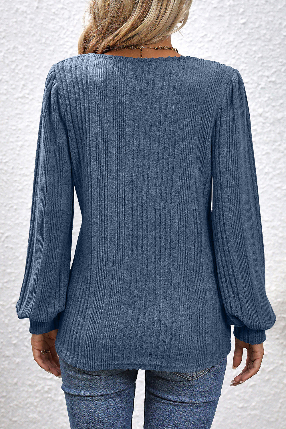 Square Neck Puff Sleeve Blouse - Flyclothing LLC