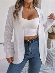 Open Front Long Sleeve Cardigan with Pockets - Flyclothing LLC