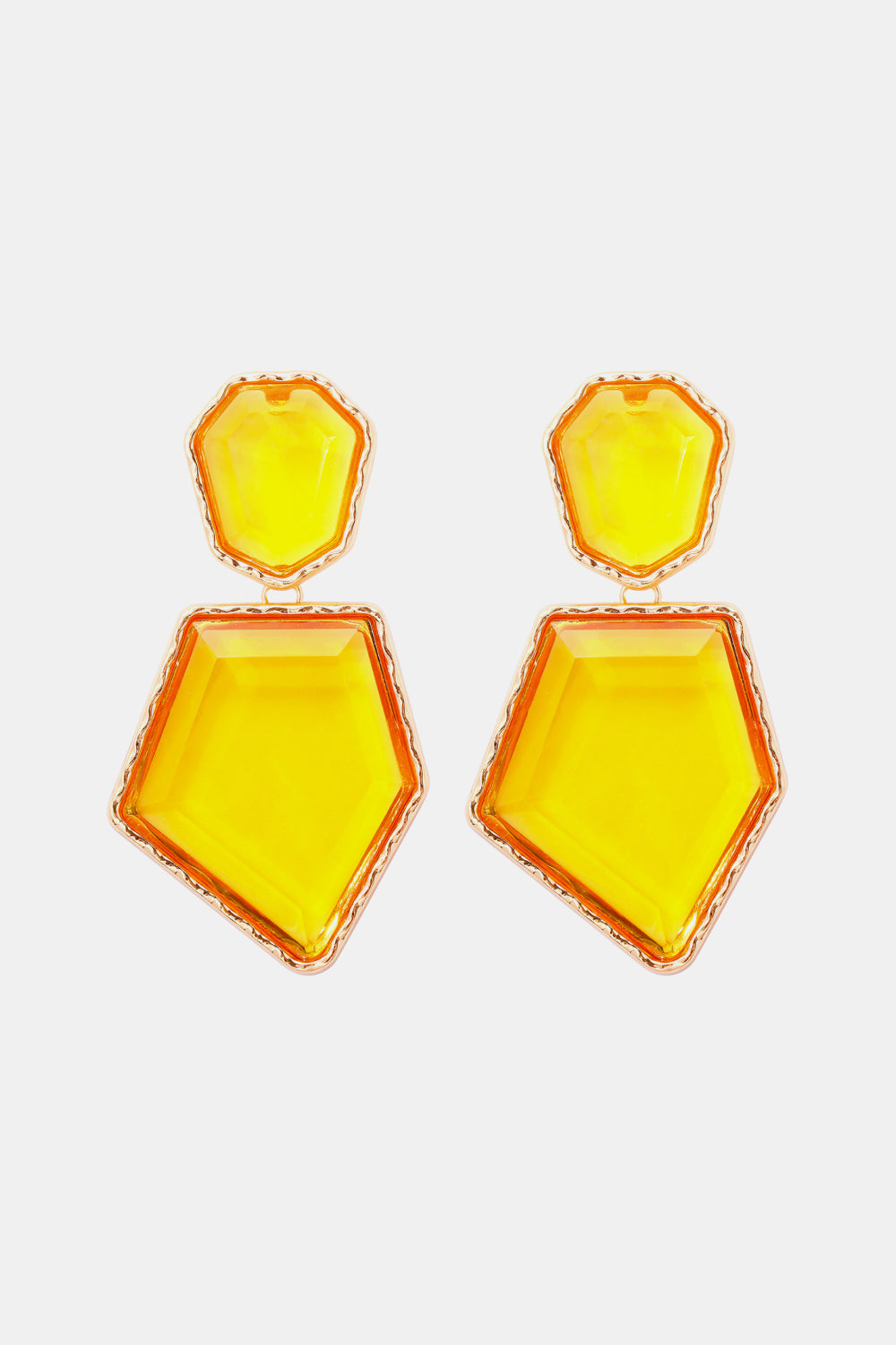 Geometrical Shape Zinc Alloy Frame Resin Dangle Earrings - Flyclothing LLC