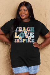 Simply Love Full Size TEACH LOVE INSPIRE Graphic Cotton T-Shirt - Flyclothing LLC