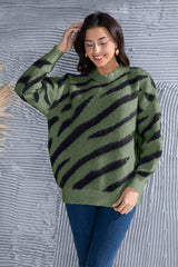 Animal Element Round Neck Dropped Shoulder Sweater - Flyclothing LLC