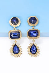 Geometrical Shape Zinc Alloy Frame Glass Dangle Earrings - Flyclothing LLC