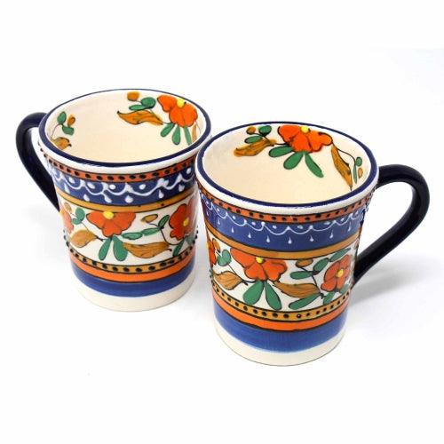 Flared Coffee Mugs - Orange and Blue, Set of Two - Encantada - Flyclothing LLC