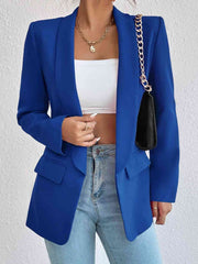 Shawl Collar Long Sleeve Blazer - Flyclothing LLC