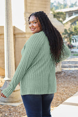 Basic Bae Full Size Ribbed Round Neck Long Sleeve Knit Top - Flyclothing LLC