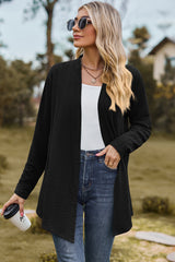 Textured Open Front Long Sleeve Cardigan - Flyclothing LLC