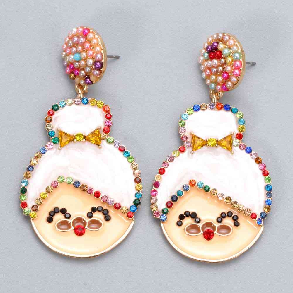 Rhinestone Alloy Mrs. Claus Earrings