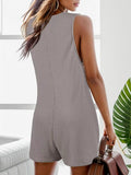 Waffle-Knit Scoop Neck Wide Strap Romper - Flyclothing LLC