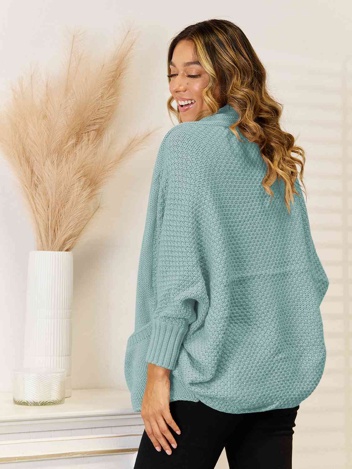 Open Front  Cardigan with Pockets - Flyclothing LLC