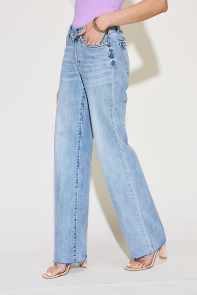 Judy Blue Full Size V Front Waistband Straight Jeans - Flyclothing LLC