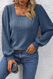 Square Neck Puff Sleeve Blouse - Flyclothing LLC