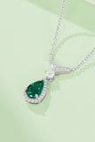 Lab-Grown Emerald Teardrop Necklace - Flyclothing LLC