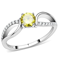 Alamode High polished (no plating) Stainless Steel Ring with AAA Grade CZ in Topaz - Alamode